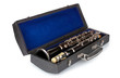 Antique clarinet in case isolated on white Antique clarinet in case isolated on white