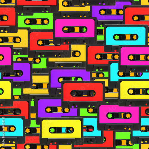 Illustration: Seamless audio tape background Seamless audio tape background