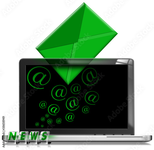 Illustration: Laptop Email Newsletter Concept Laptop Email Newsletter Concept