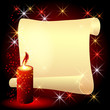 Twisted parchment and a burning candle Twisted parchment and a burning candle