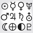 Zodiac and astrology symbols of the planets