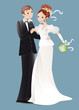 mariage - couple sur fond bleu
