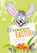 Easter Poster with Eggs, Rabbit and Sheet of Paper