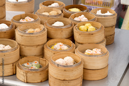 Photo: Steamed Dim Sum in Bamboo Trays Steamed Dim Sum in Bamboo Trays