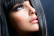 Fashion Brunette. Beautiful Makeup and Healthy Black Hair Fashion Brunette. Beautiful Makeup and Healthy Black Hair