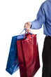 man holding shopping bags