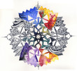 Mandala dipinto a mano: acquerelli e tratto-pen nero
