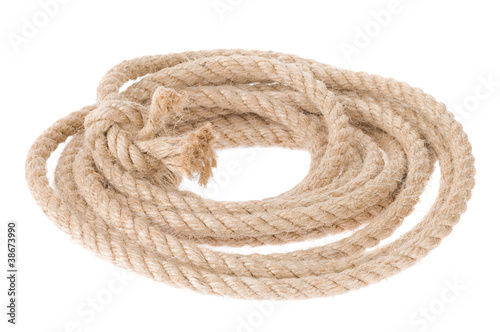 Photo: ship rope with knot on white ship rope with knot on white