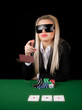 Sexy blond playing poker