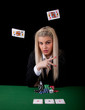 Sexy blond playing poker
