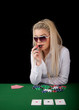 Sexy girl playing poker