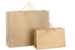 two gold paper shopping bags