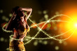 oriental Bellydancer and light streaks