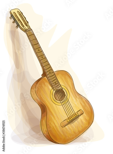 Vector: Guitar. Watercolor style. Guitar. Watercolor style.