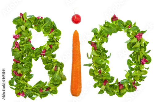 Photo: Das Wort Bio aus Salat und Gemüse Das Wort Bio aus Salat und Gemüse