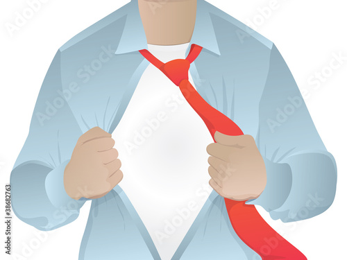 Vector: Man opening his shirt/business man revealing his secret identity Man opening his shirt/business man revealing his secret identity