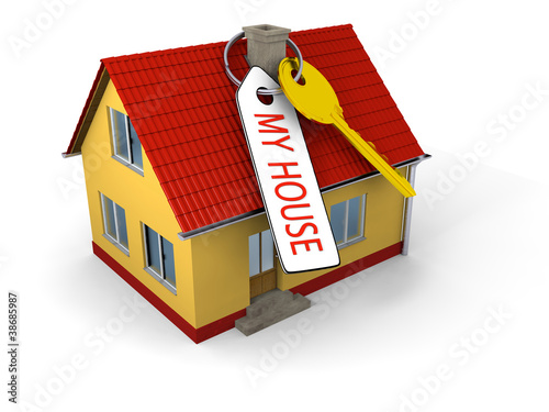 Illustration: House for sale with key House for sale with key