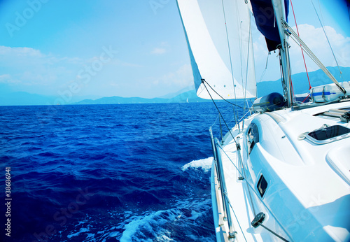 Photo: Yacht Sailing. Sailboat Yacht Sailing. Sailboat
