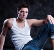 Fashion male portrait looking away deep in though Fashion male portrait looking away deep in though