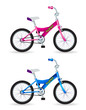 Kids bicycles, blue and pink
