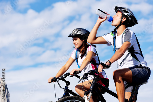 Photo: drinking cyclist drinking cyclist