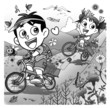 サイクリング（モノクロ）