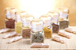 Glass jars with ingridients