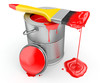 Paint can and paintbrush. 3d Paint can and paintbrush. 3d
