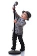 Baby boy with a microphone.