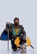 Medieval knight standing on his knee.