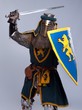 Medieval knight isolated on grey background.