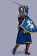 Medieval knight on grey background.