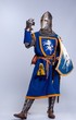 Medieval knight on grey background.