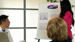 Latina giving a presentation to her team or potential clients.