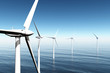 Illustration: Windfarm in the sea 3D render Windfarm in the sea 3D render