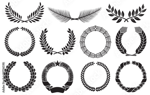 Vector: Wreath set (laurel, oak, wheat, palm and olive wreath) Wreath set (laurel, oak, wheat, palm and olive wreath)