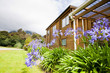 Mountain lodge exterior, Fox Glacier Lodge in New Zealand.