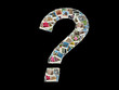 Query mark made like collage of travel photos