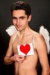 Photo: Glamour man with white wings. Glamour man with white wings.
