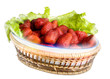 Hightlighted strawberries in basket