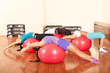 group of people doing fitness exercises