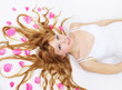 Pretty girl with rose petals in her hair Pretty girl with rose petals in her hair