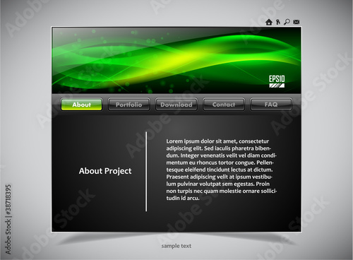 Vector: website template in black and green colors website template in black and green colors