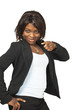 Cute confident black woman pointing at you