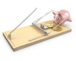 Piggy bank caugt in a mouse trap Piggy bank caugt in a mouse trap