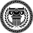hellenic column and laurel wreath