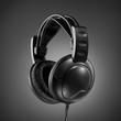 Headphones on grey background