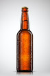 Beer bottle with water drops isolated on white