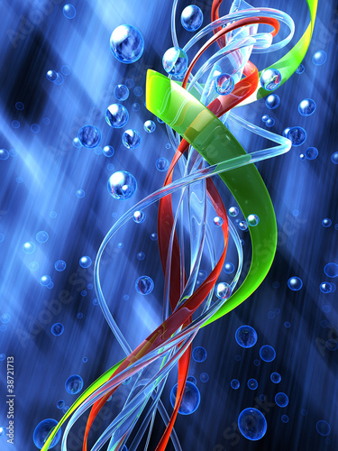 Illustration: floating biological structure. Nanotechnology 3d illustration floating biological structure. Nanotechnology 3d illustration