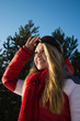 woman in winter sport wear looking at the horizon
